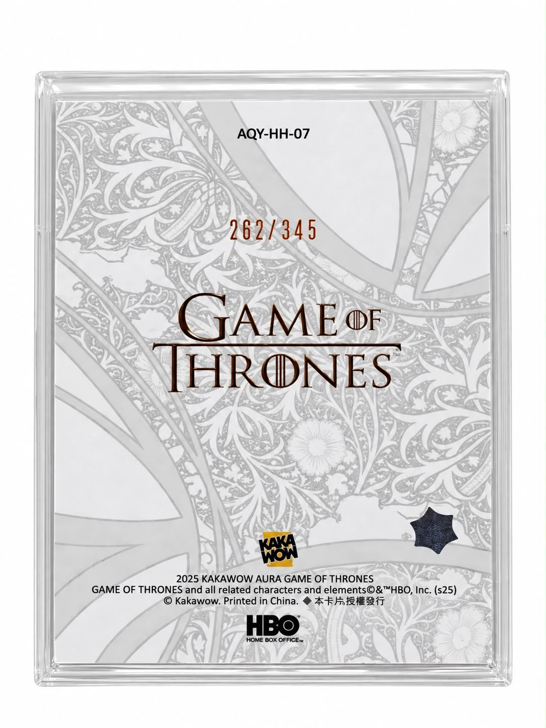 2025 KAKAWOW AURA GAME OF THRONES Arya stark Numbered 262/345