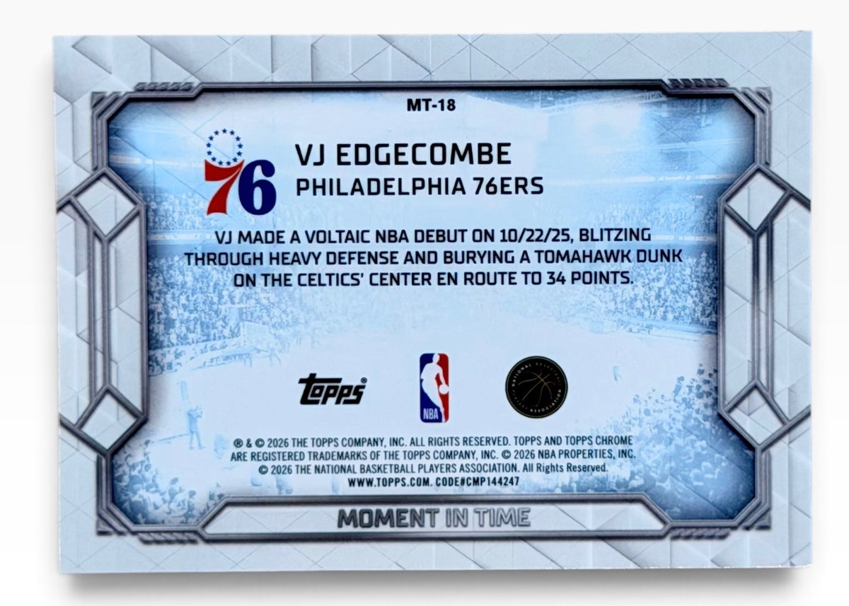 2025-26 Topps Chrome Update VJ Edgecombe Moment in Time