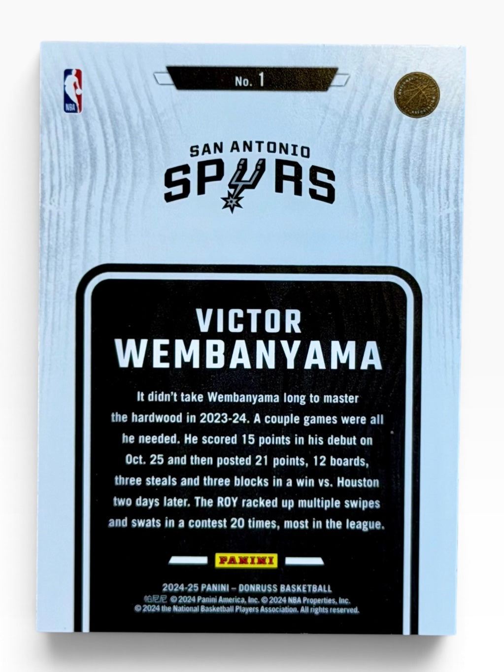 2024-25 Panini Donruss Victor Wembanyama Hardwood Masters