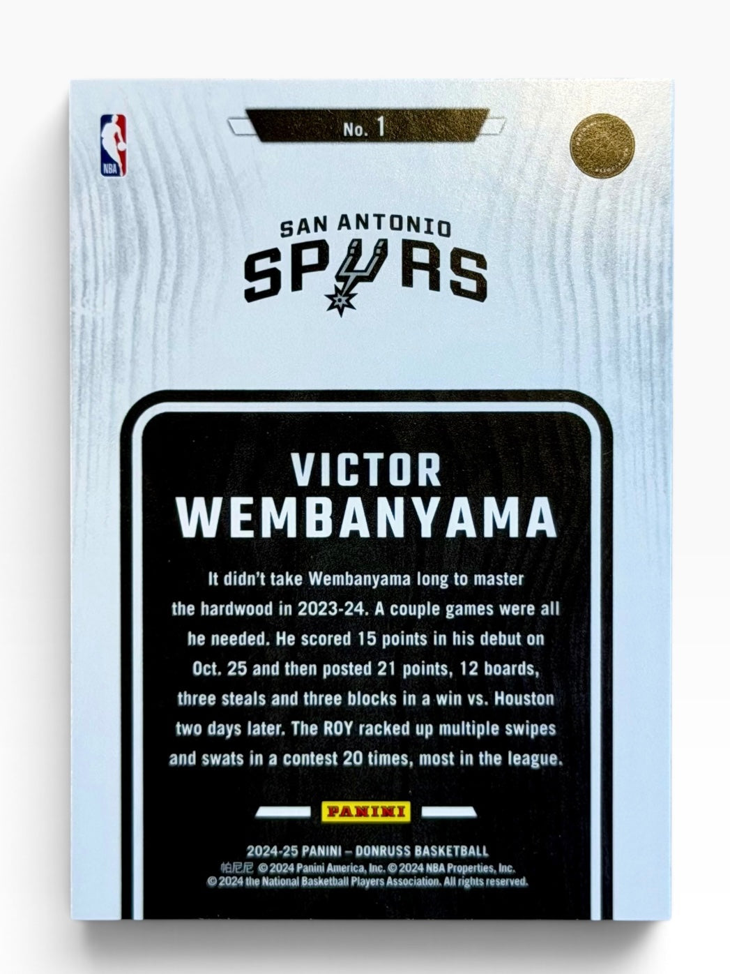 2024-25 Panini Donruss Victor Wembanyama Hardwood Masters Press Proof
