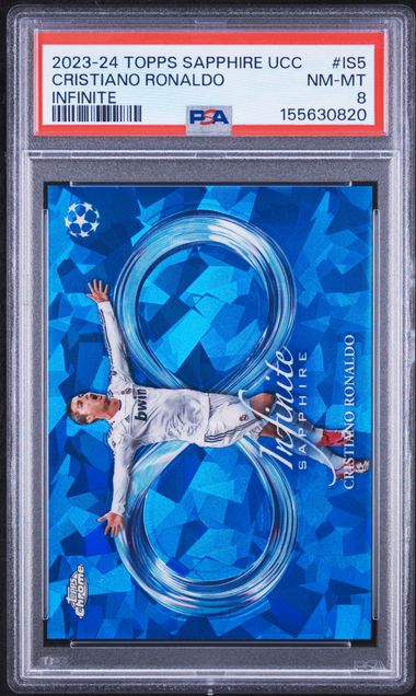 2023-24 Topps Chrome Sapphire Edition UEFA Club Competitions Infinite Sapphire #IS5 Cristiano Ronaldo PSA 8