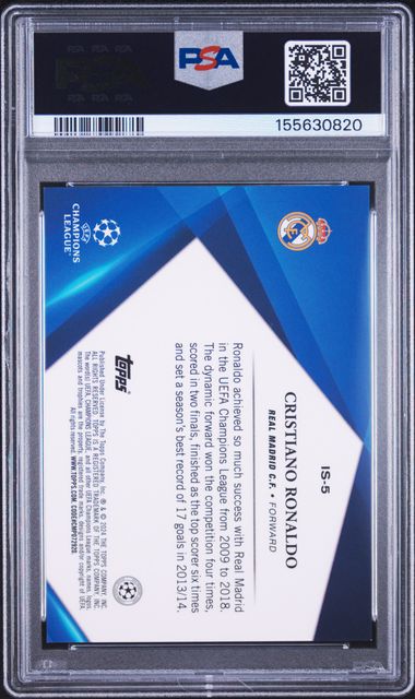 2023-24 Topps Chrome Sapphire Edition UEFA Club Competitions Infinite Sapphire #IS5 Cristiano Ronaldo PSA 8
