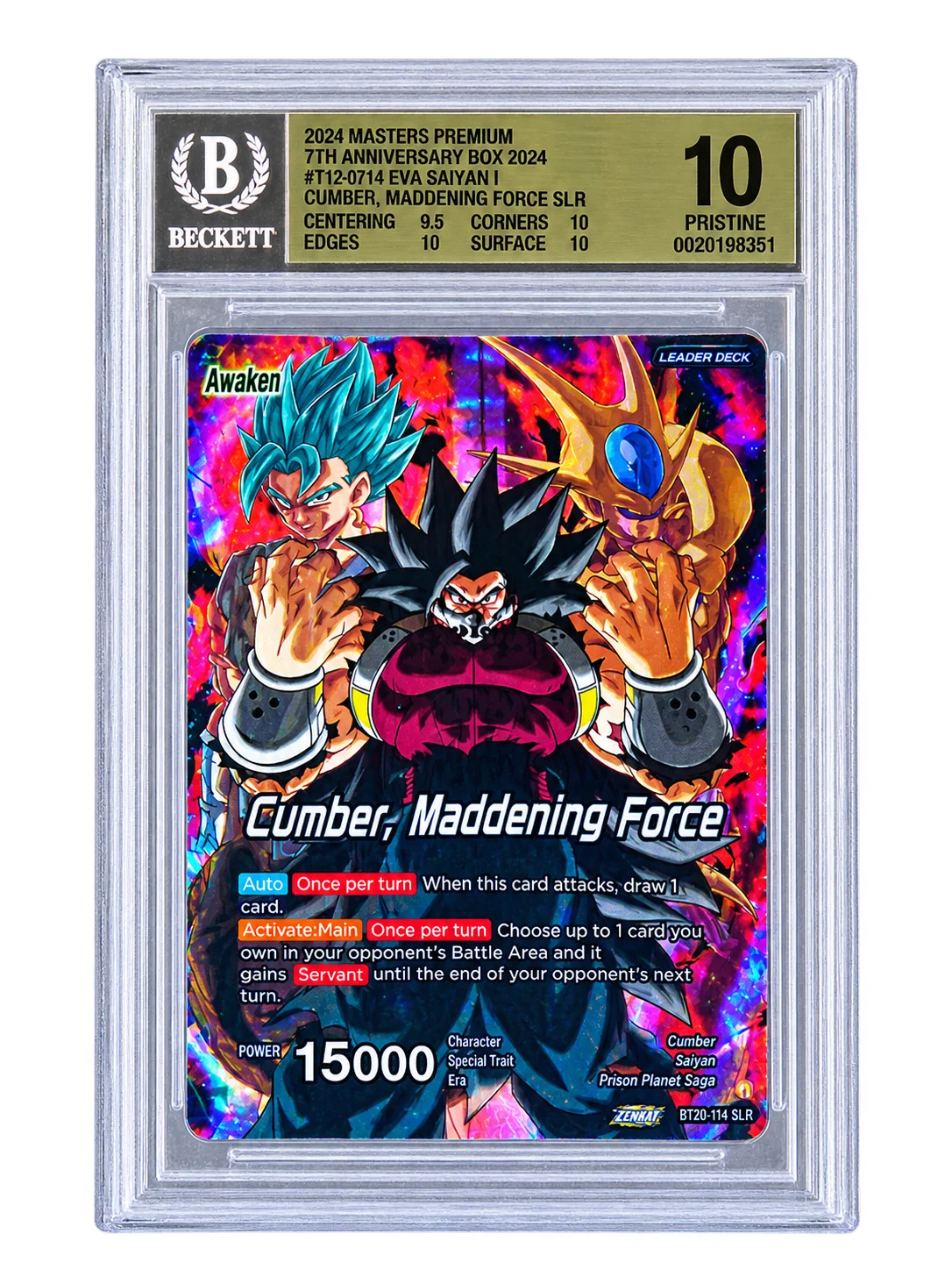 Evil Saiyan // Cumber, Maddening Force BT20-114 (Expansion Deck Box Set 24: Premium 7th Anniversary Box 2024) — BGS 10 (Pristine)