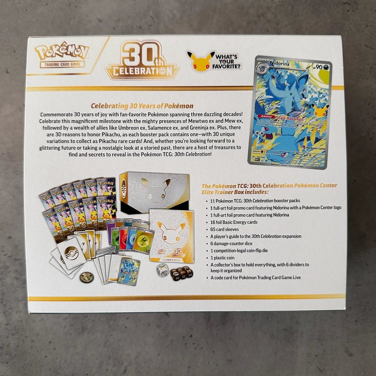 30th Celebration Pokemon Center Elite Trainer Box Unsealed with FREE ACRYLIC CASE INCLUDED