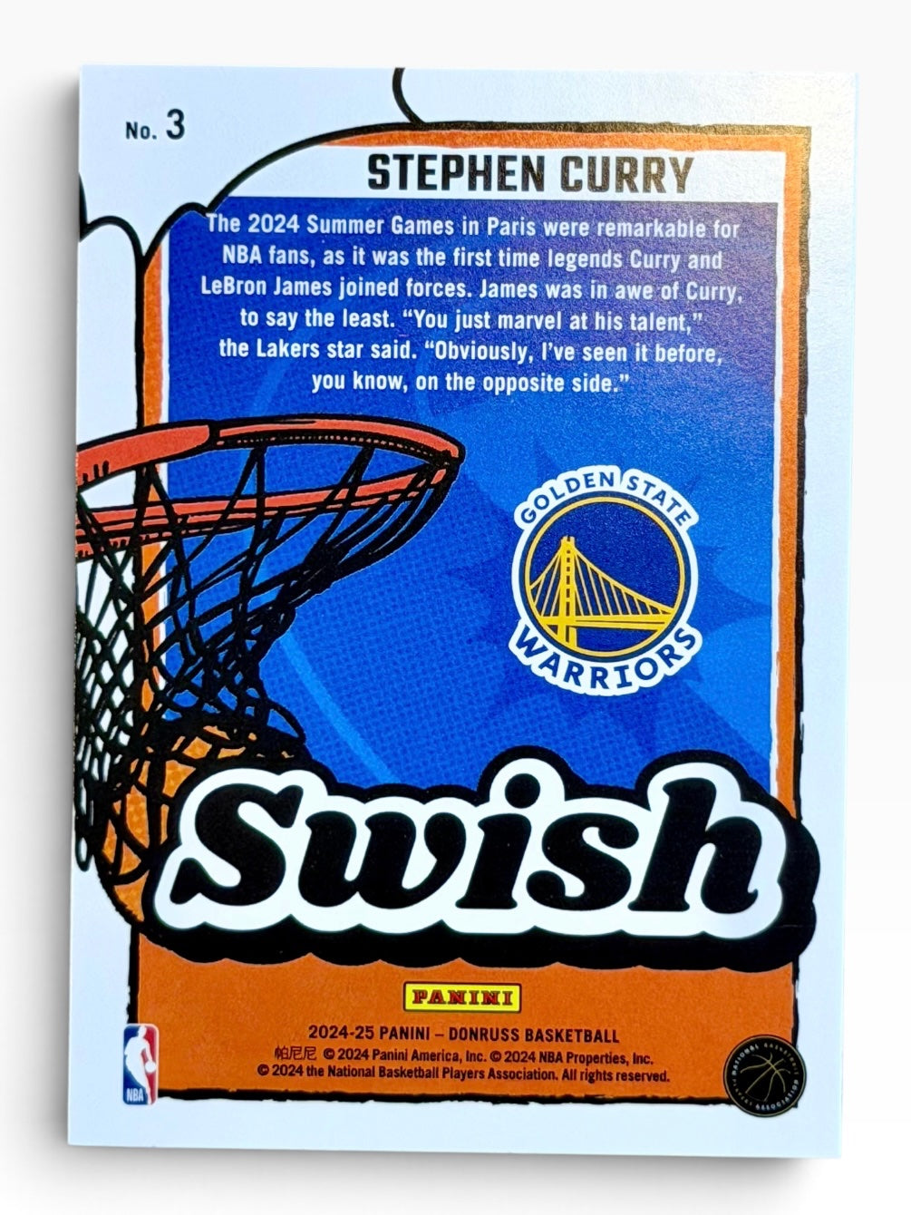 2024-25 Panini Donruss Stephen Curry Swish Press Proof
