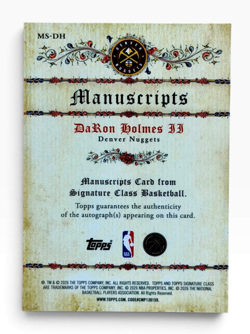 2025-26 Topps Signature Class DaRon Holmes II Manuscript Signature