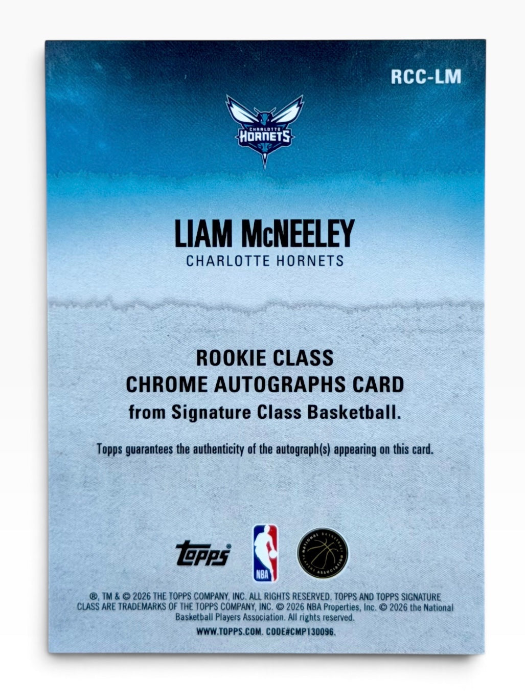 2025-26 Topps Signature Class Liam McNeeley Rookie Class Autograph