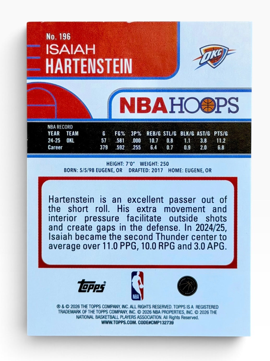 2025-26 Topps Flagship Isaiah Hartenstein Blue Lightburst /99
