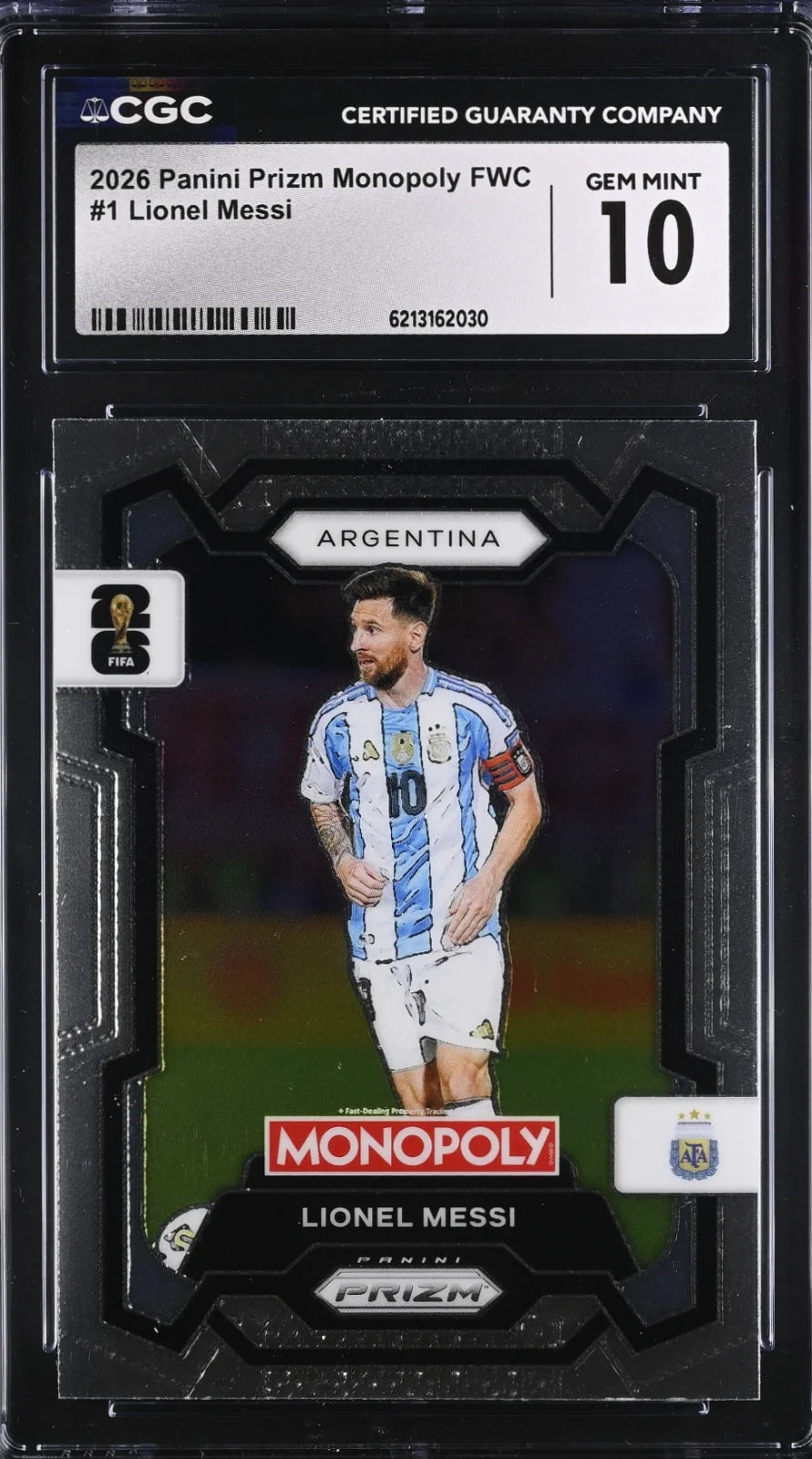 Lionel Messi, Panini, 2026, Prizm Monopoly FWC, CGC 10