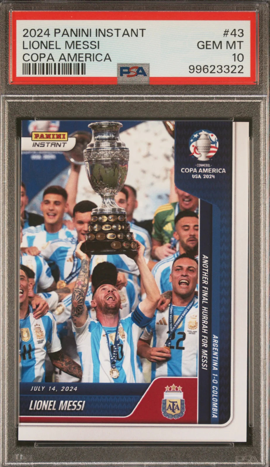 LIONEL MESSI COPA AMERICA 2024 #43 PANINI INSTANT CONMEBOL PSA 10