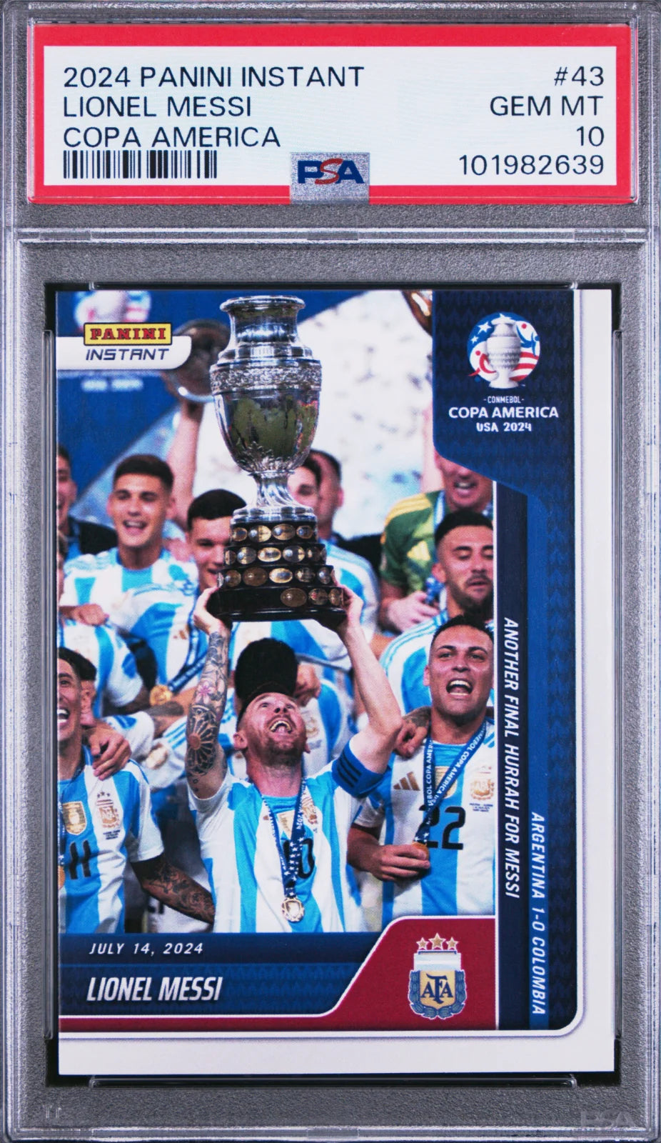 LIONEL MESSI COPA AMERICA 2024 #43 PANINI INSTANT CONMEBOL PSA 10