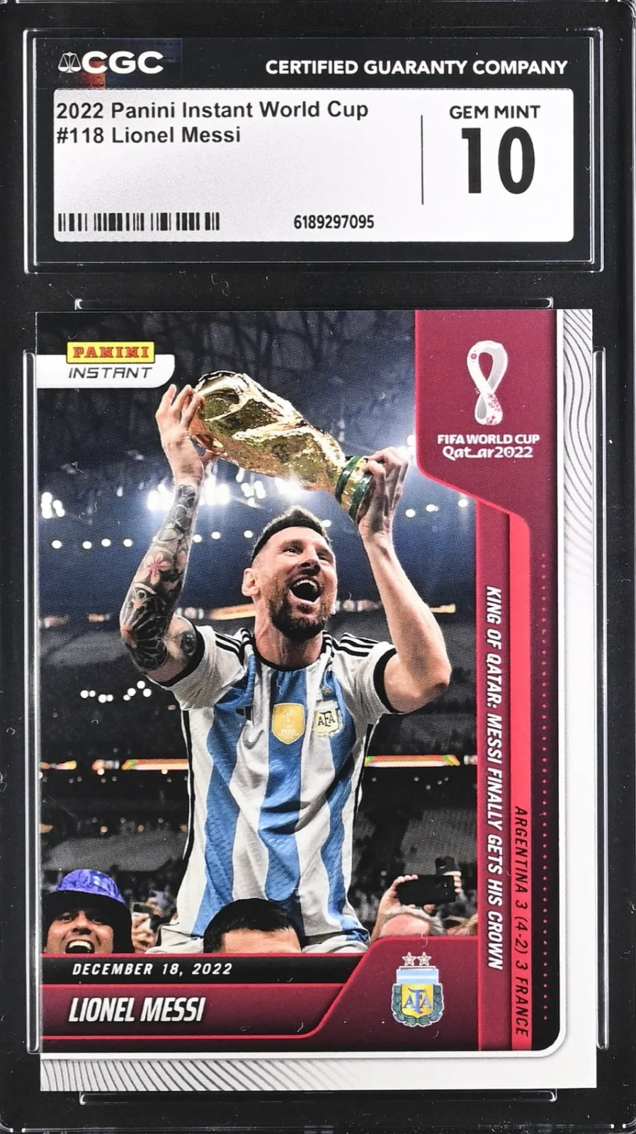 Lionel Messi 2022 Fifa world cup #118 Panini Instant CGC 10
