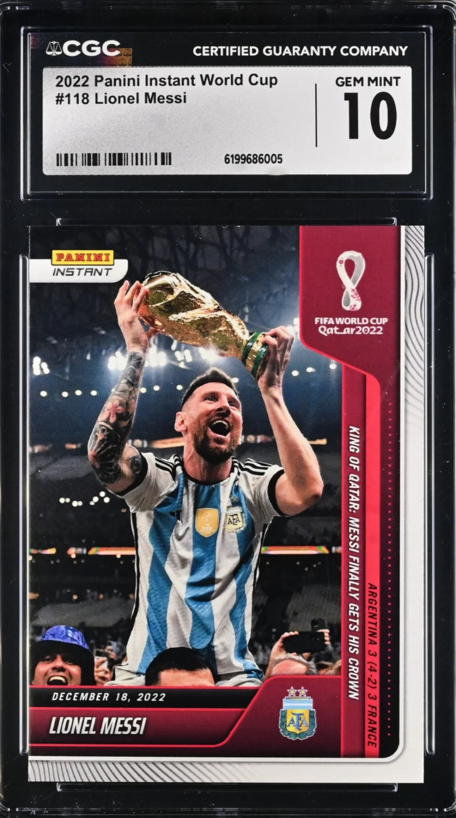 Lionel Messi 2022 Fifa world cup #118 Panini Instant CGC 10