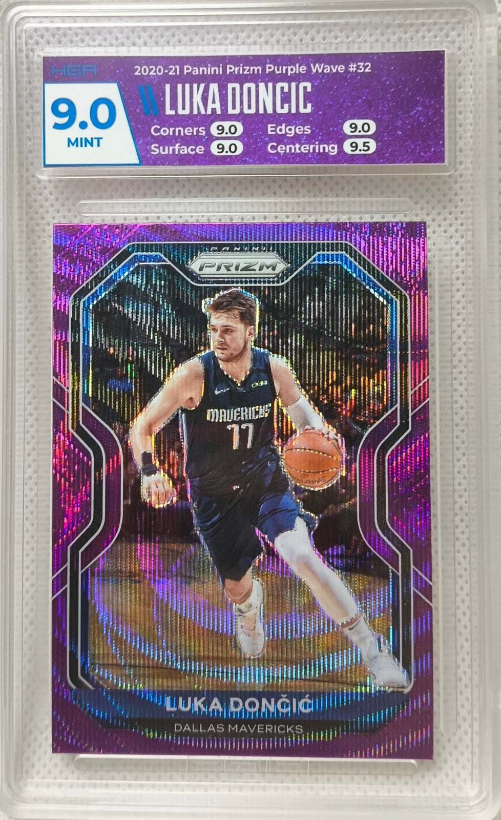 2020-21 Panini Prizm #32 Purple Wavr Luka Doncic HGA 9