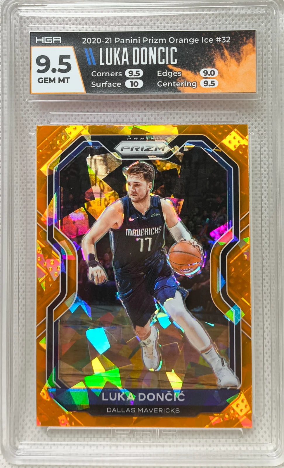 2020-21 Panini Prizm #32 Orange Prizm Luka Doncic HGA 9