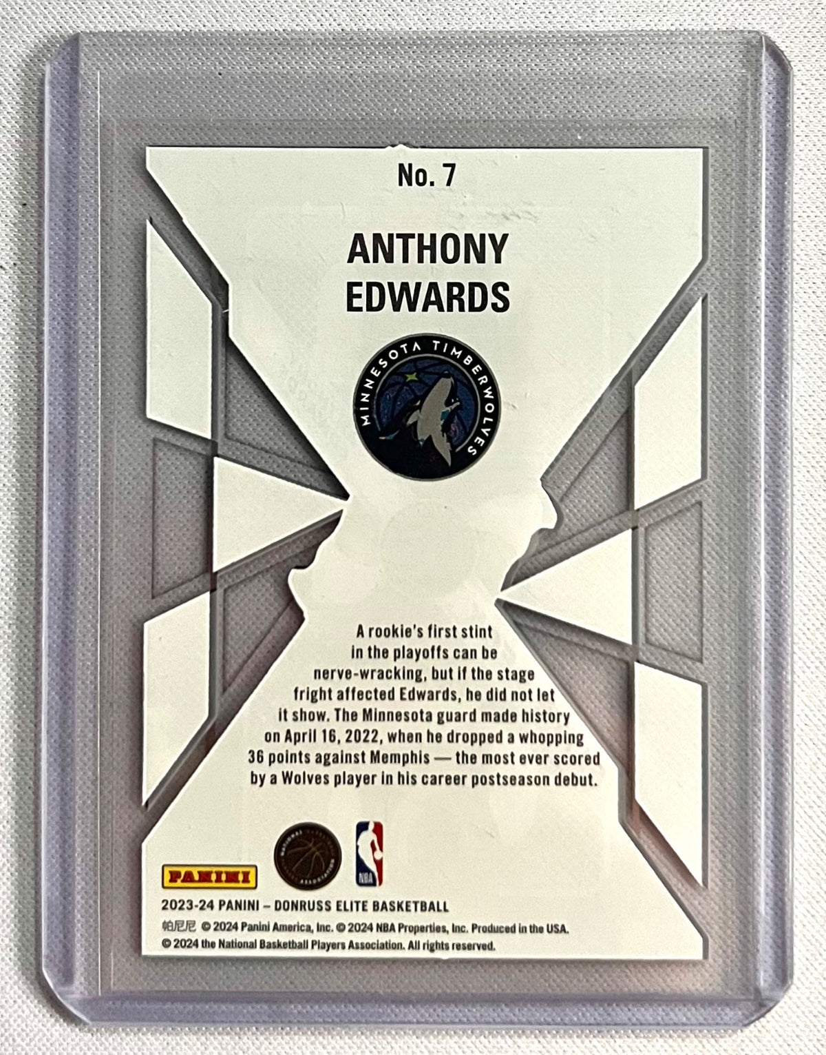 2023-24 Donruss Elite - Deck Anthony Edwards #7