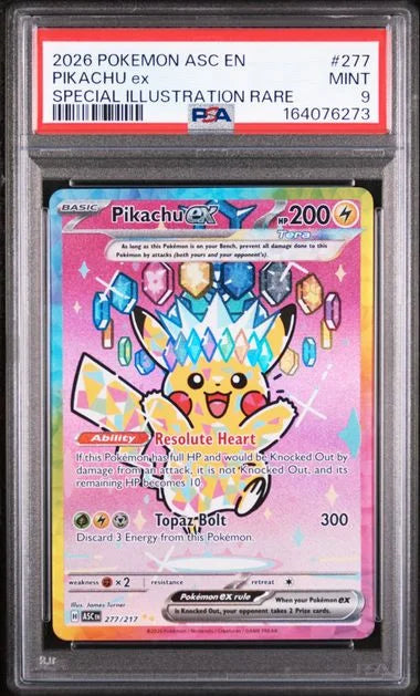 Pikachu ex 277/217 (Ascended Heroes) — PSA 9
