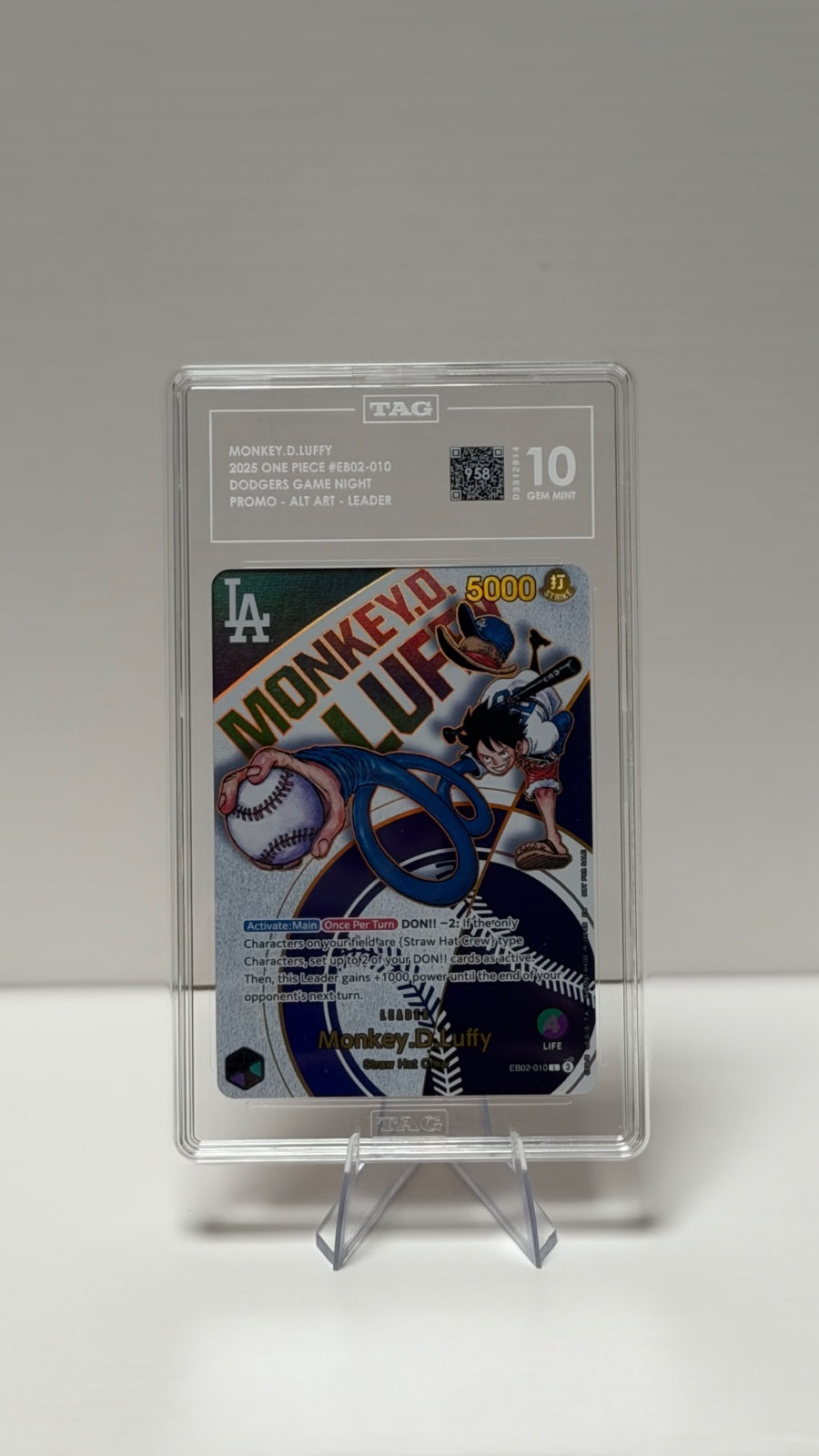 Monkey.D.Luffy (010) (Dodgers x ONE PIECE) EB02-010 (One Piece Promotion Cards) — TAG 10