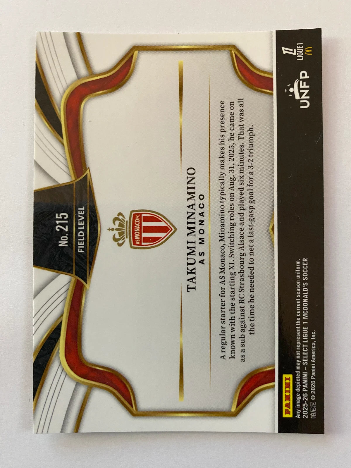 2025-26 Panini Select Ligue 1 - Base #215 Takumi Minamino Field Level