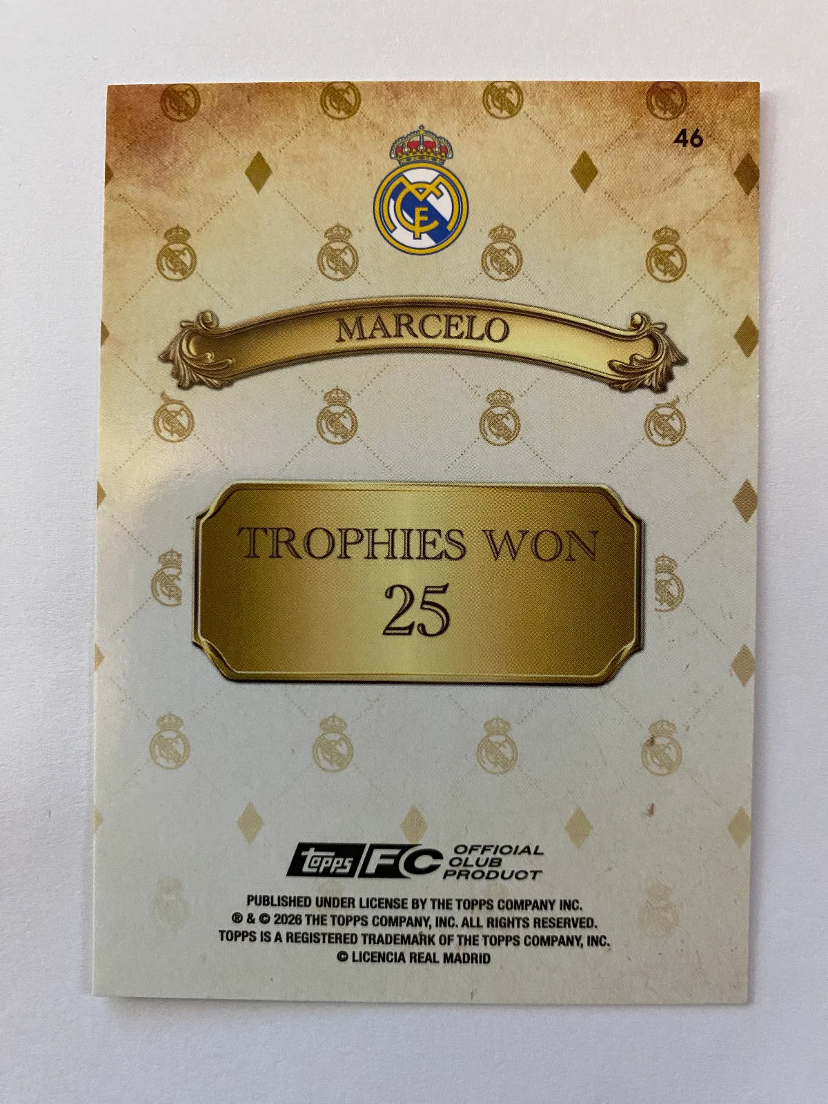 2025-26 Topps Real Madrid Team Set - #46 Marcelo King Real