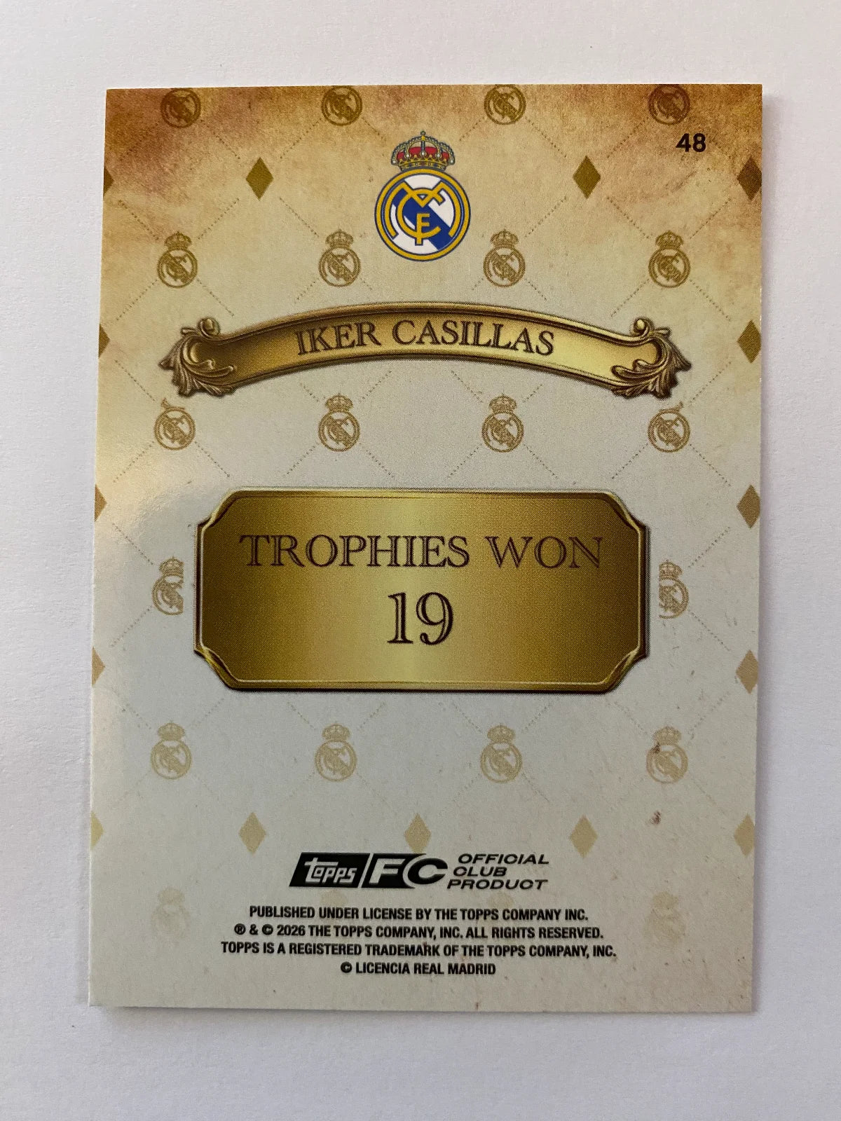 2025-26 Topps Real Madrid Team Set - #48 Iker Casillas King Real
