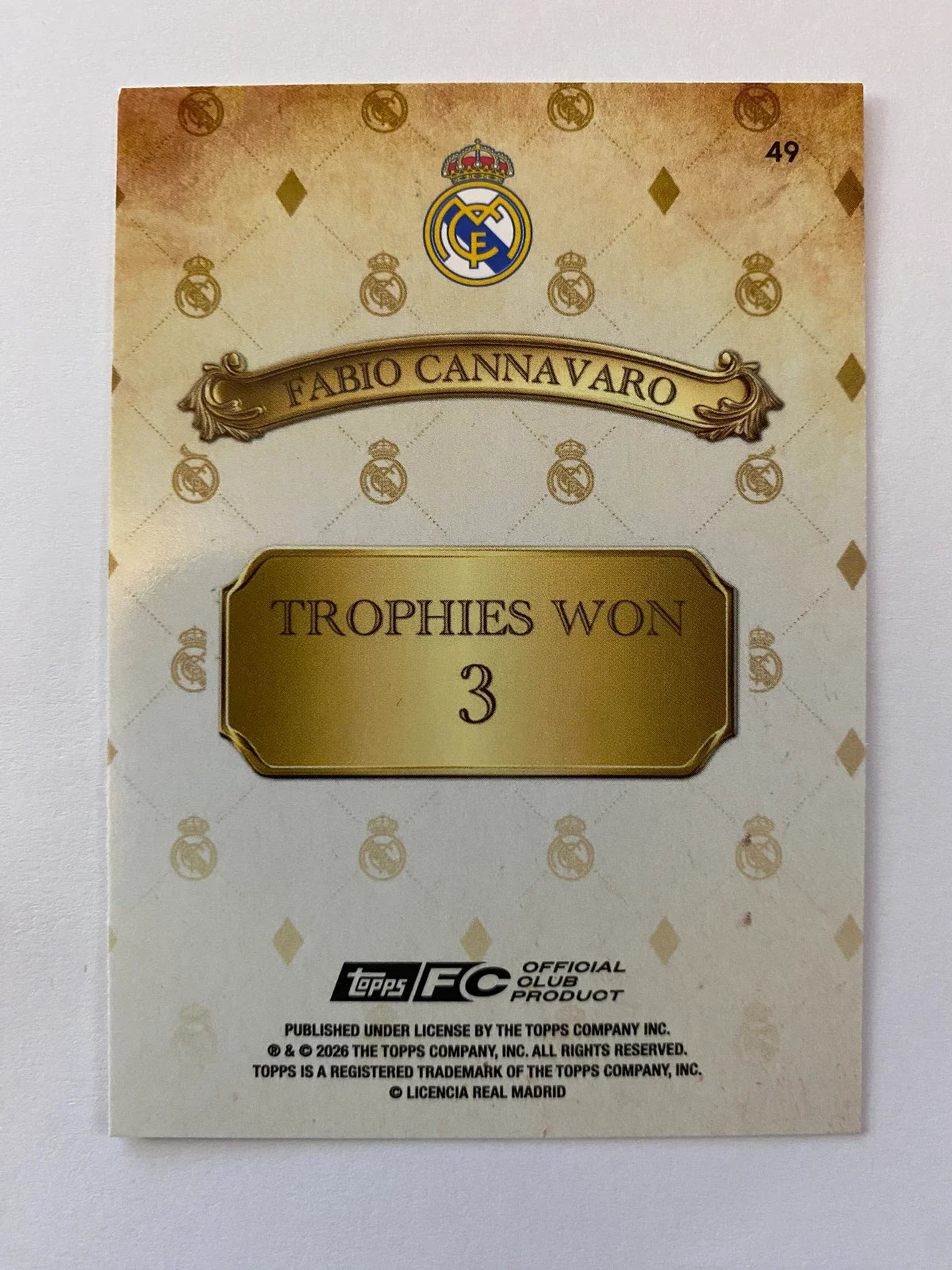 2025-26 Topps Real Madrid Team Set - #49 Fabio Cannavaro King Real