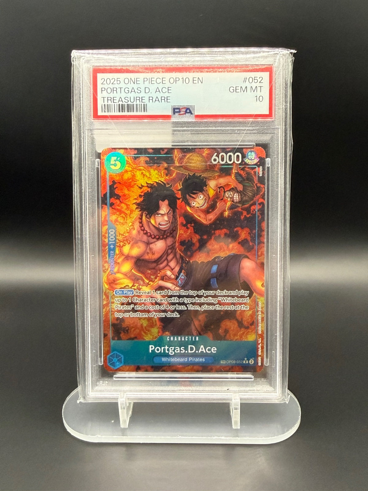 Portgas.D.Ace (TR) OP08-052 (Royal Blood) — PSA 10