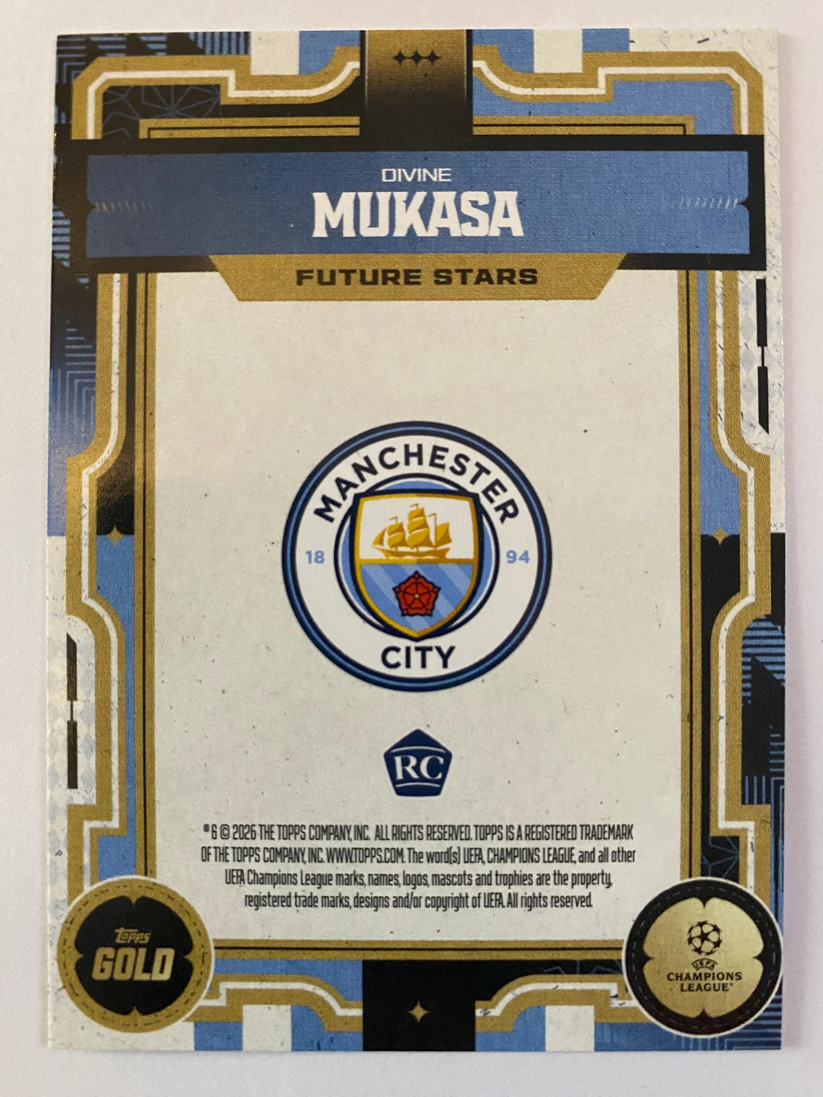 2025-26 Topps Gold UEFA Club Competitions - #NNO Divine Mukasa RC Future Stars