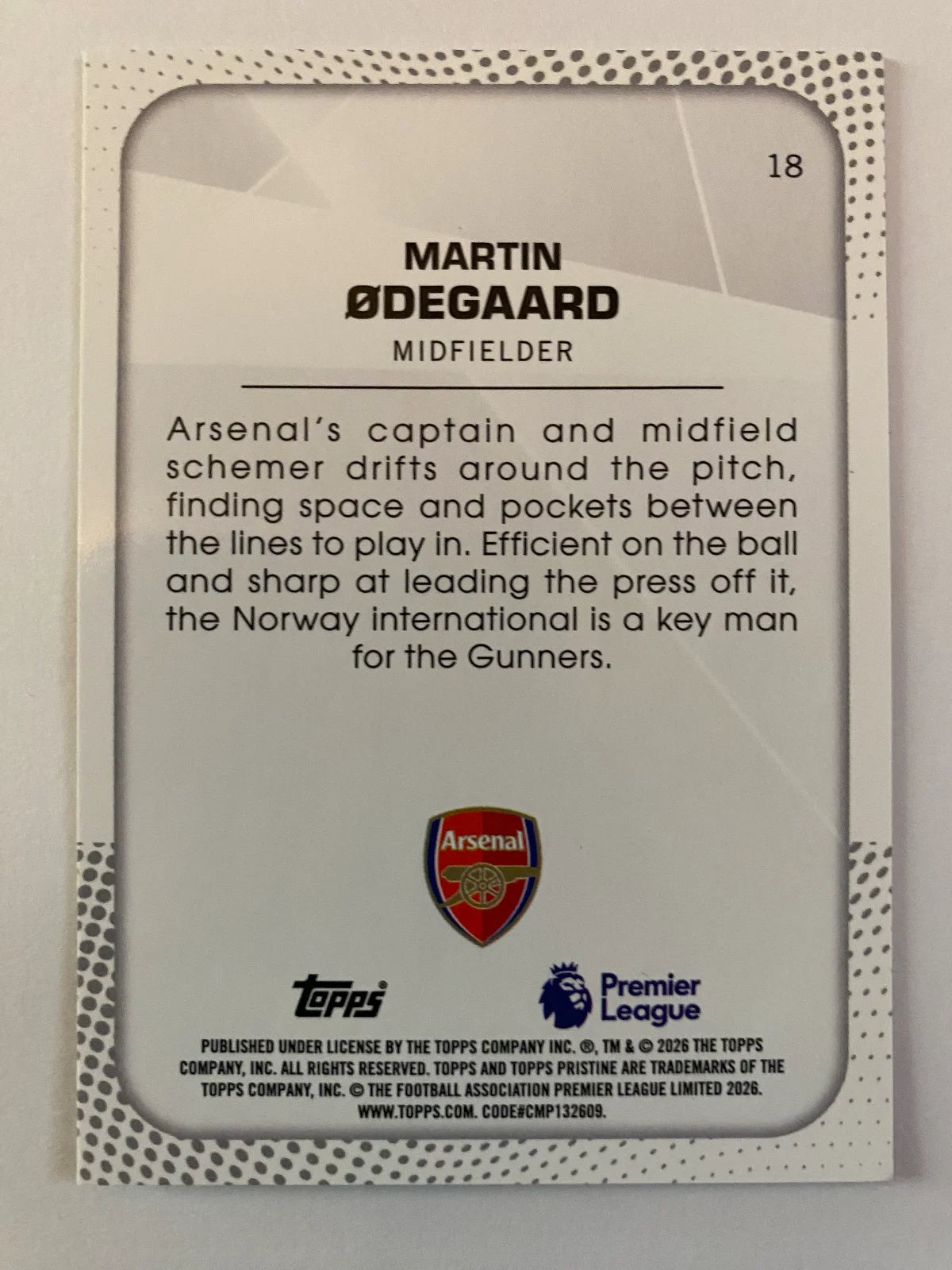 2025-26 Topps Pristine Premier League - #18 Martin Ødegaard