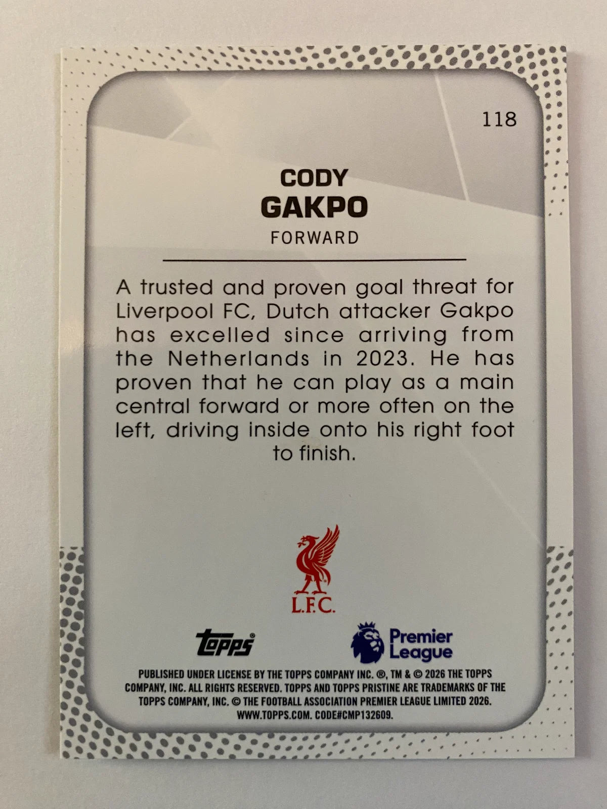 2025-26 Topps Pristine Premier League - #118 Cody Gakpo