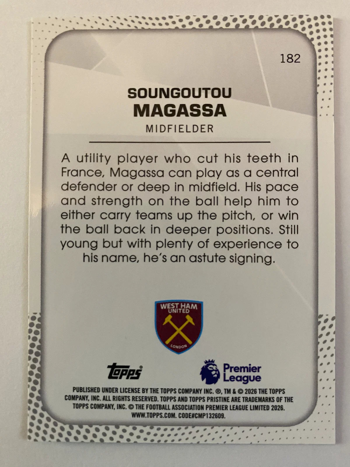 2025-26 Topps Pristine Premier League - #182 Soungoutou Magassa