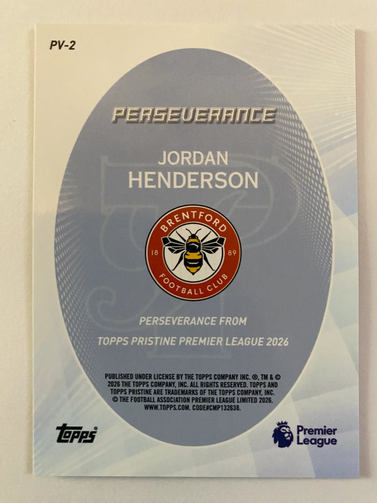 2025-26 Pristine Premier League - Jordan Henderson Perseverance Refractor #PV-2