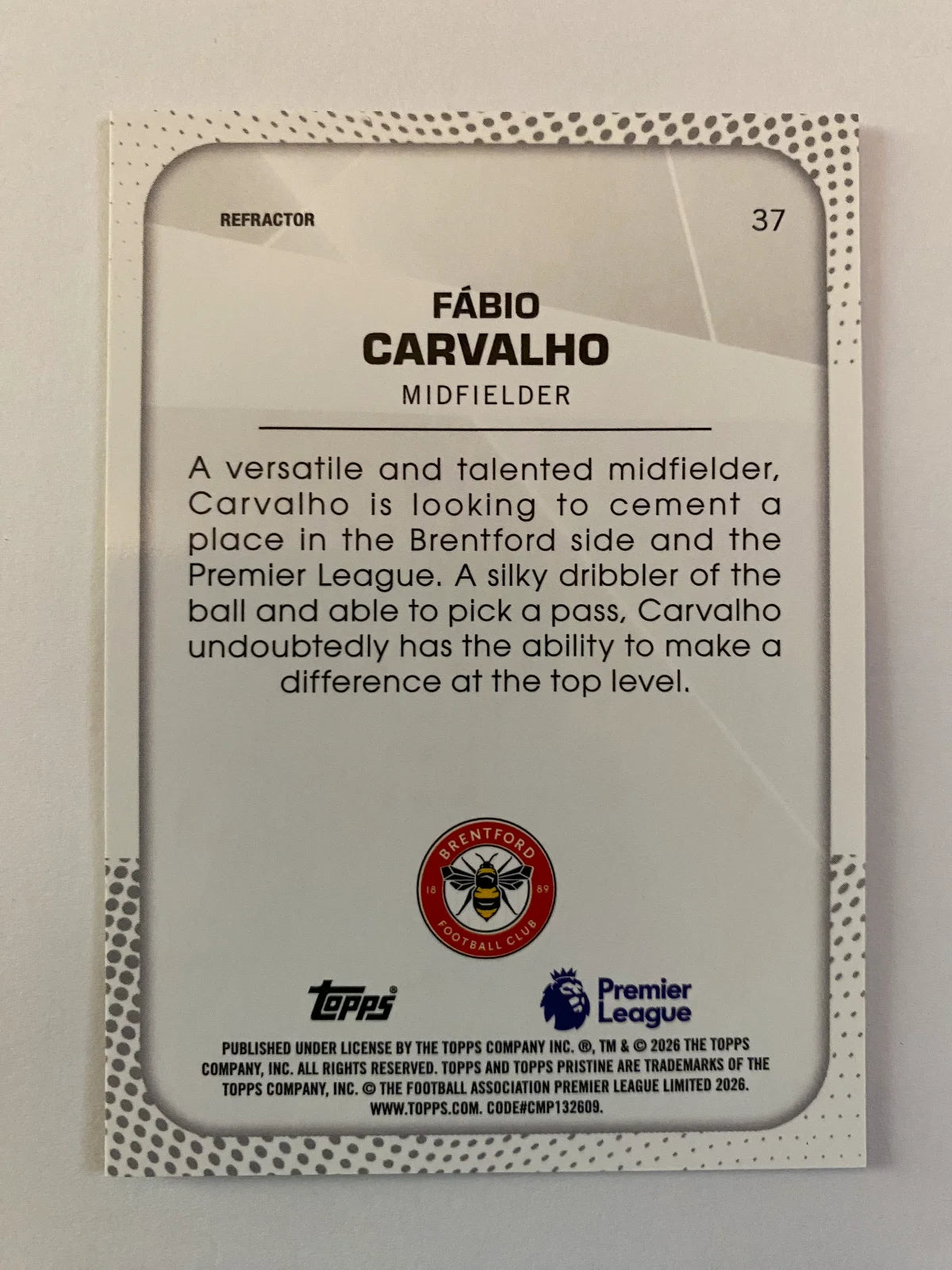 2025-26 Topps Pristine Premier League - Refractor #37 Fábio Carvalho