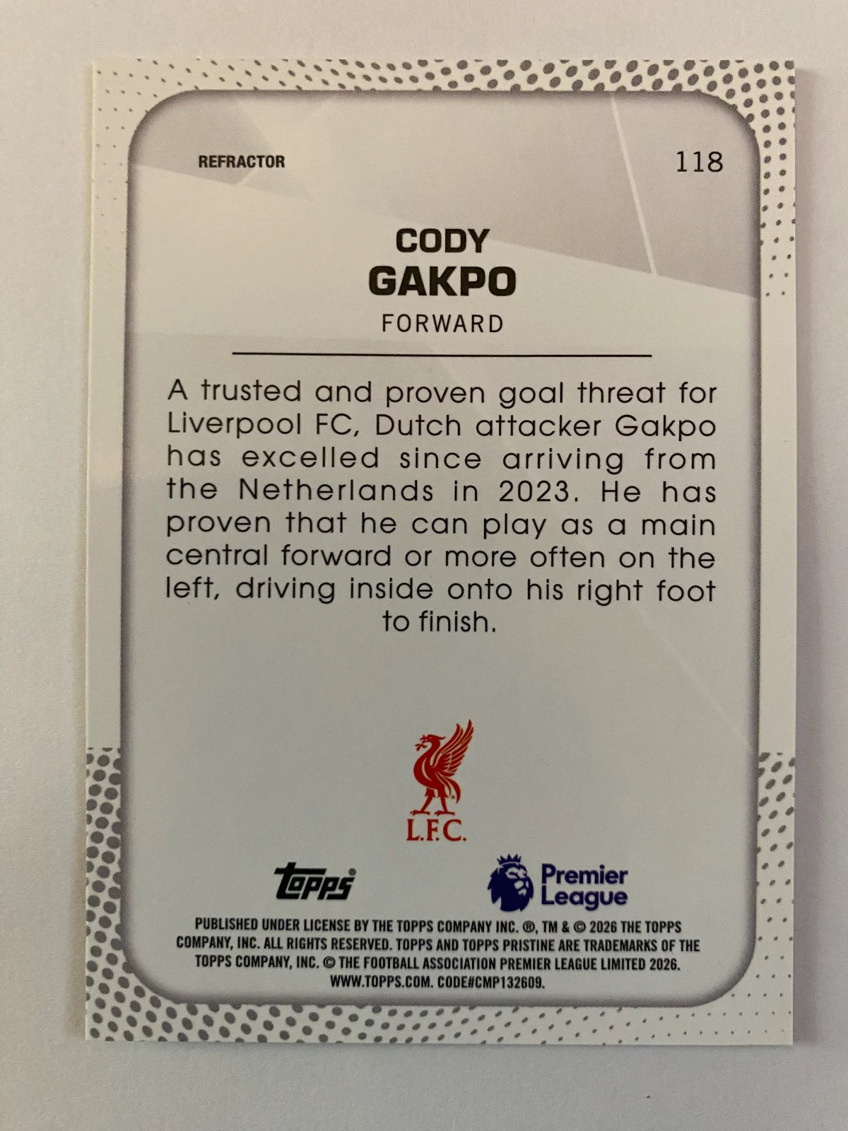 2025-26 Topps Pristine Premier League - Refractor #118 Cody Gakpo