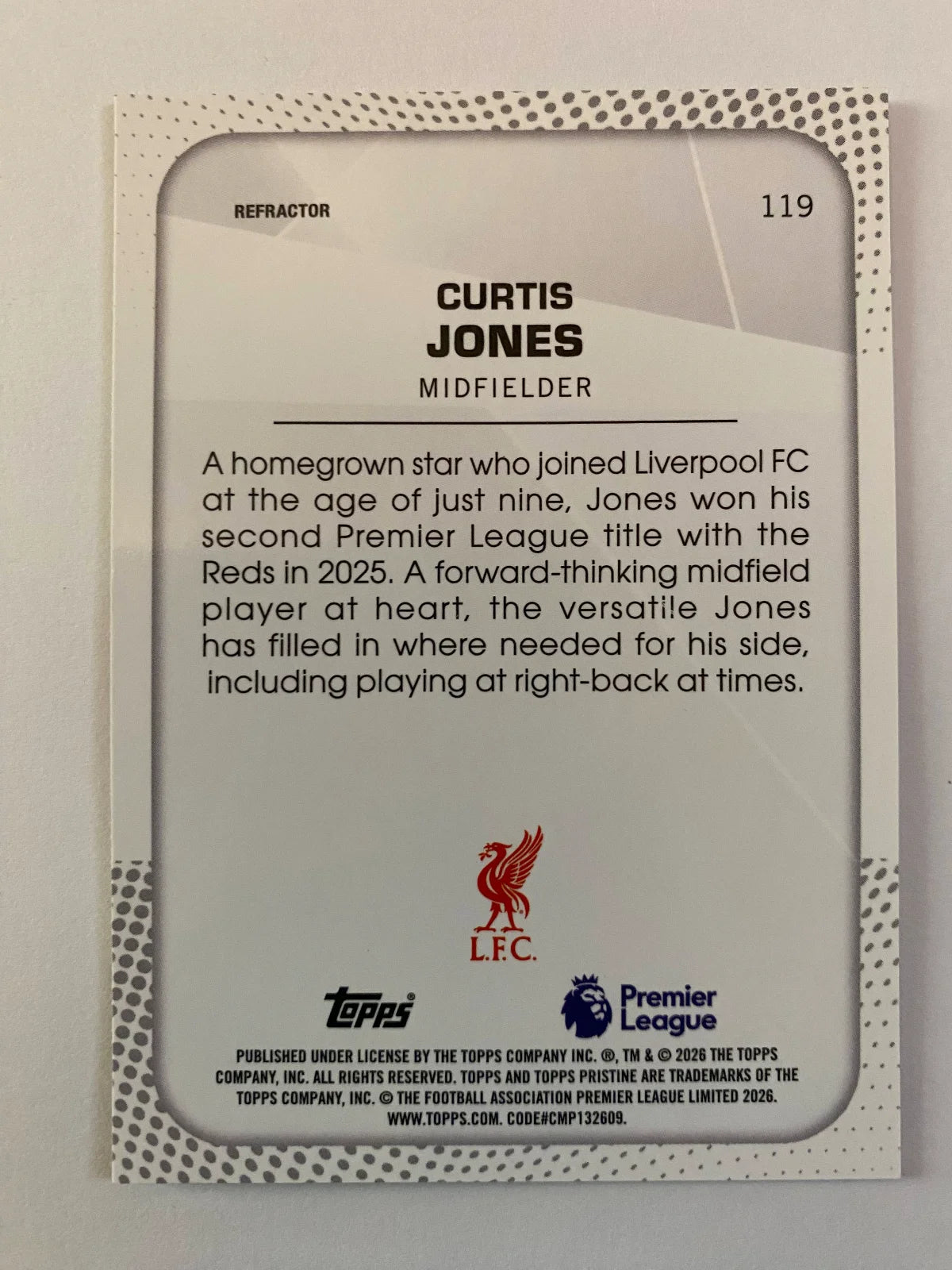 2025-26 Topps Pristine Premier League - Refractor #119 Curtis Jones