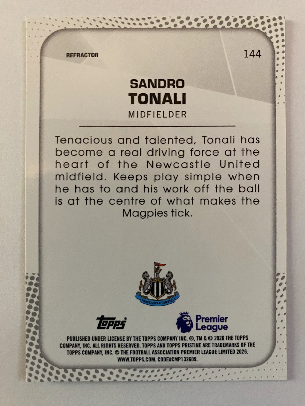 2025-26 Topps Pristine Premier League - Refractor #144 Sandro Tonali
