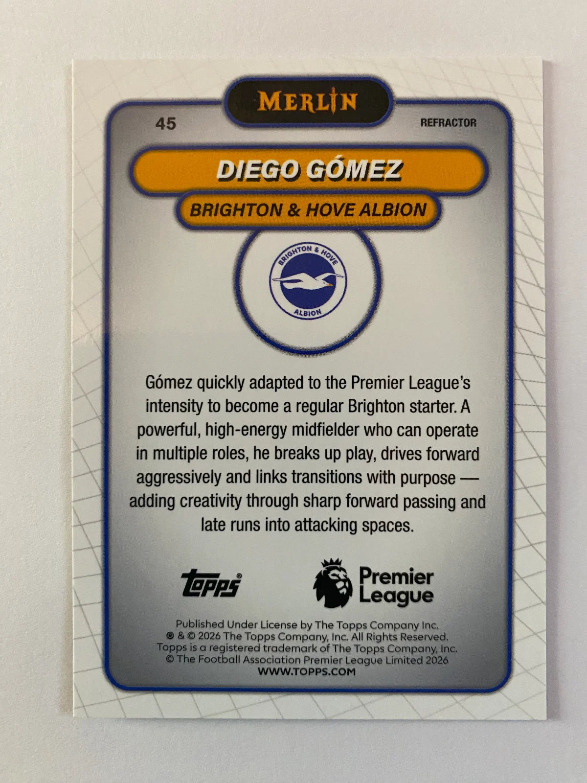 2026 Merlin Premier League - Refractor #45 Diego Gómez