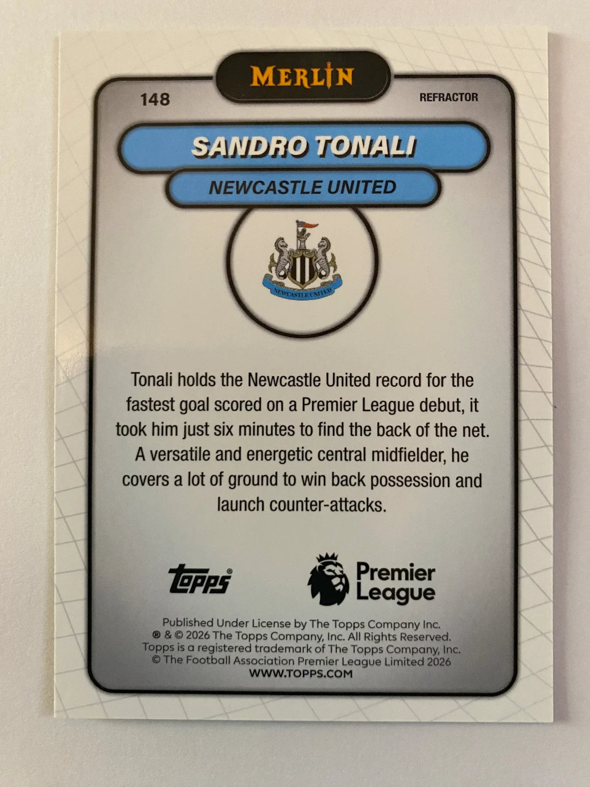 2026 Merlin Premier League - Refractor #148 Sandro Tonali
