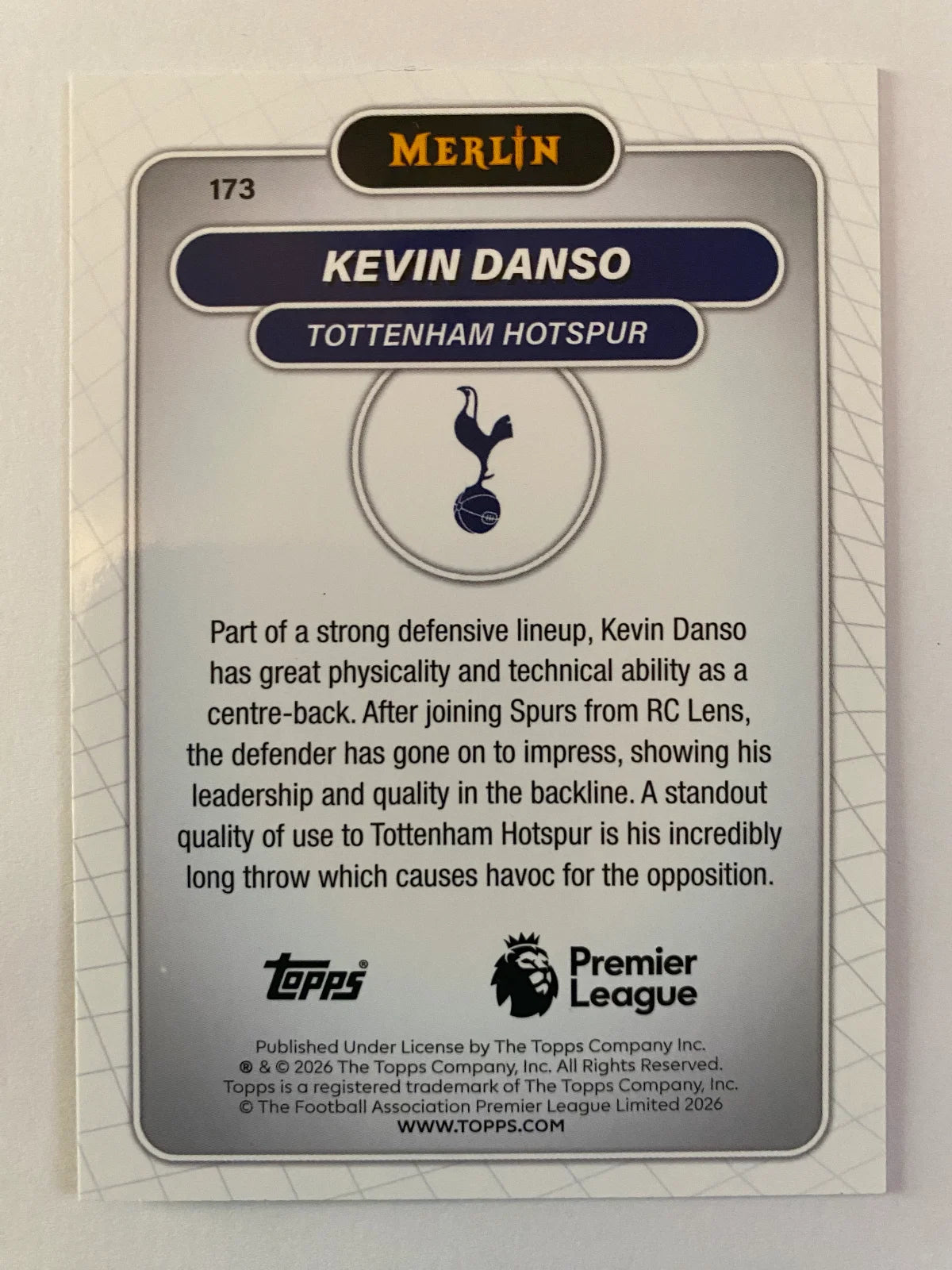 2026 Merlin Premier League - Mojo Refractor #173 Kevin Danso