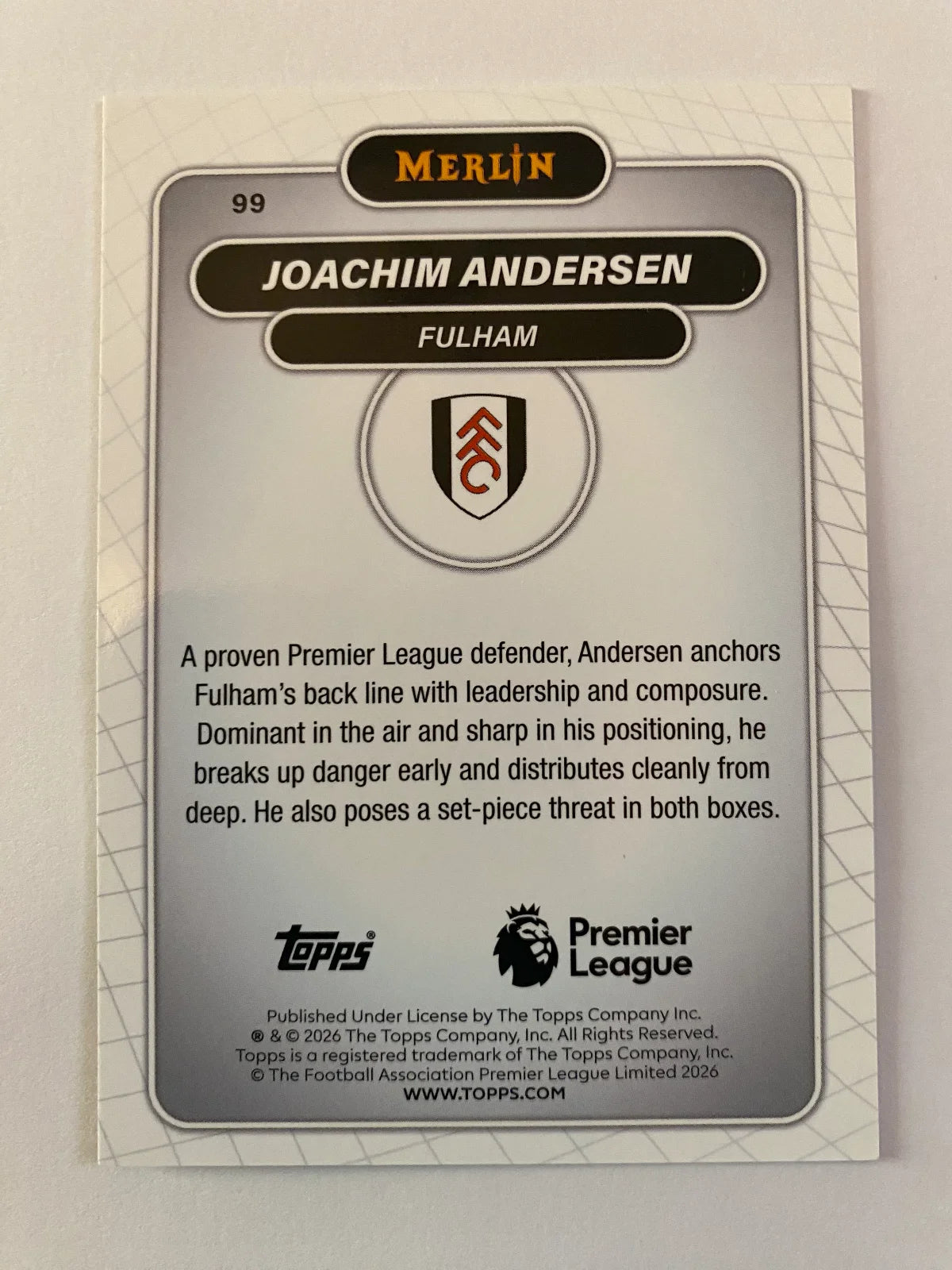2026 Merlin Premier League - #99 Joachim Andersen