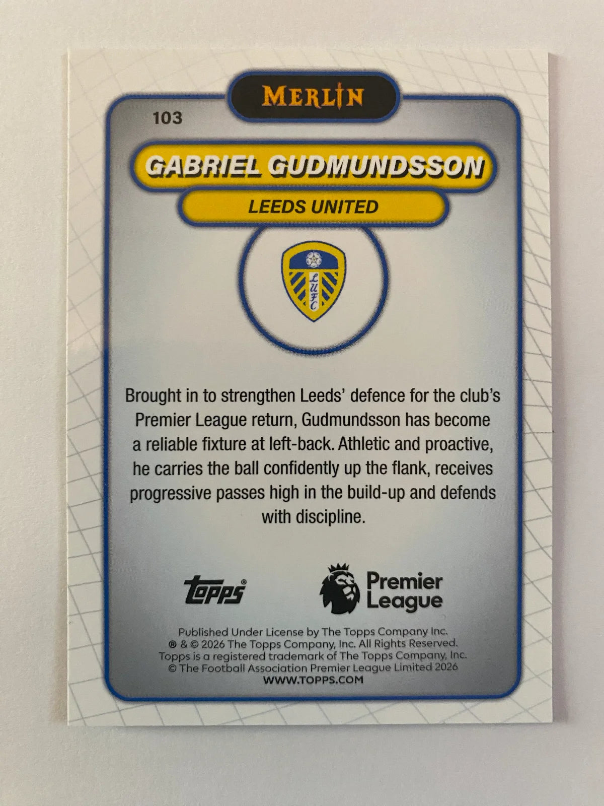 2026 Merlin Premier League - #103 Gabriel Gudmundsson