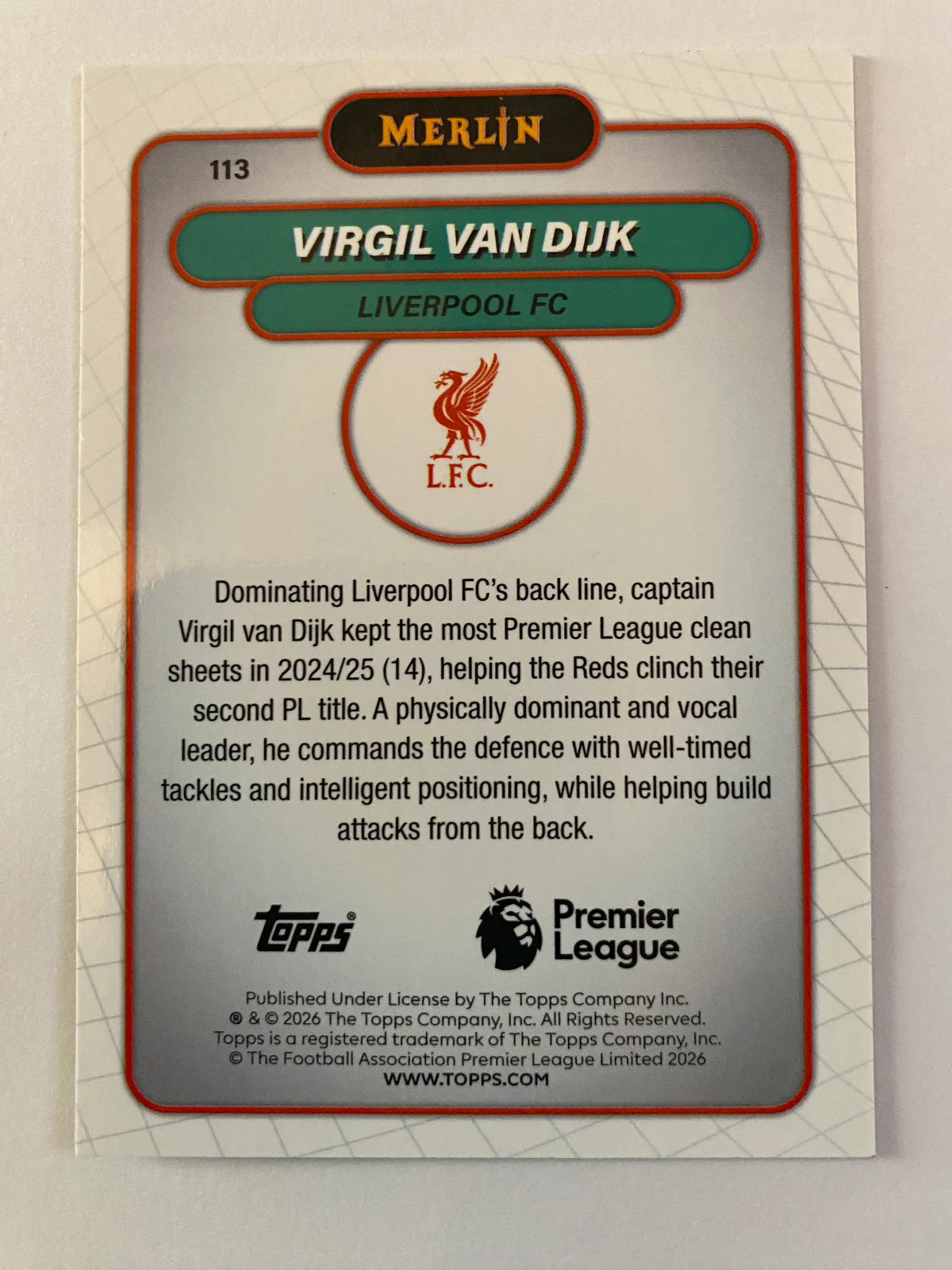 2026 Merlin Premier League - #113 Virgil van Dijk