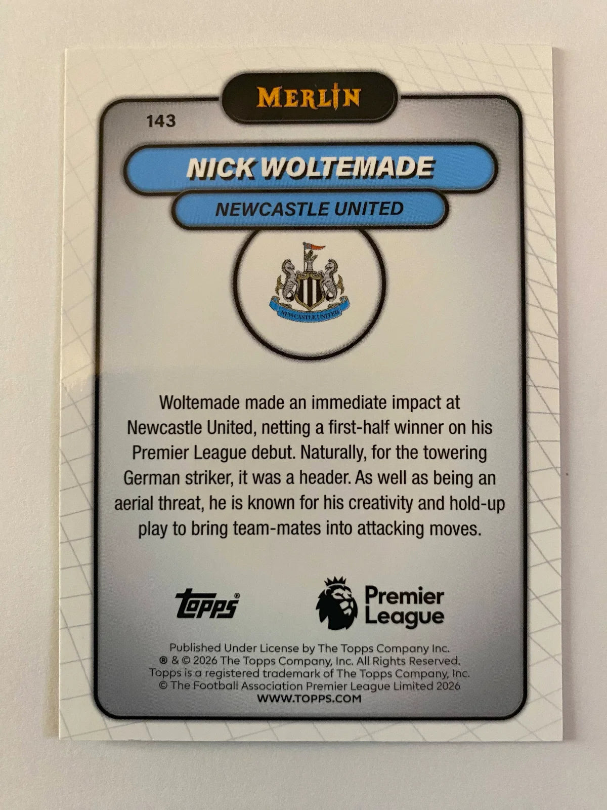 2026 Merlin Premier League - #143 Nick Woltemade