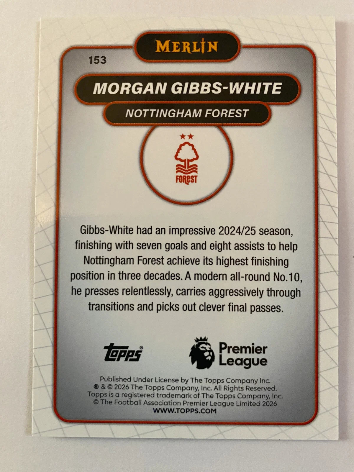 2026 Merlin Premier League - #153 Morgan Gibbs-White