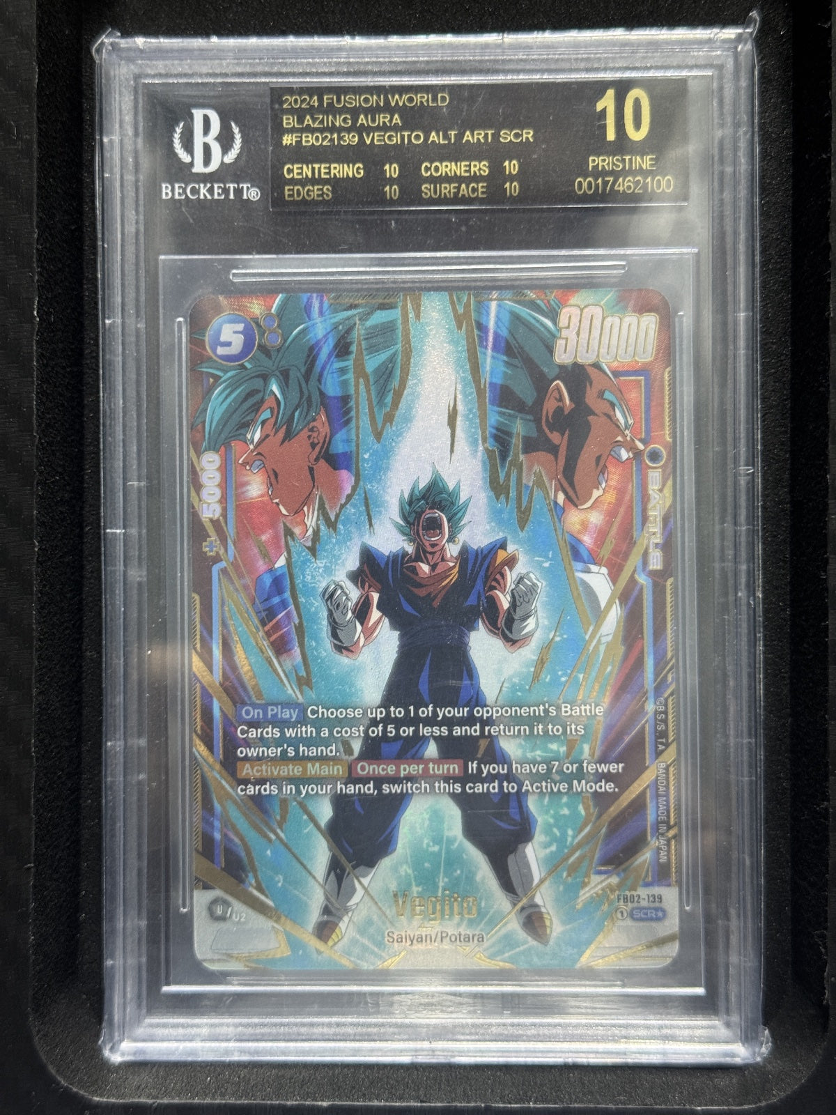 Vegito - FB02-139 (Alternate Art) (Blazing Aura) — BGS 10 (Black Label)