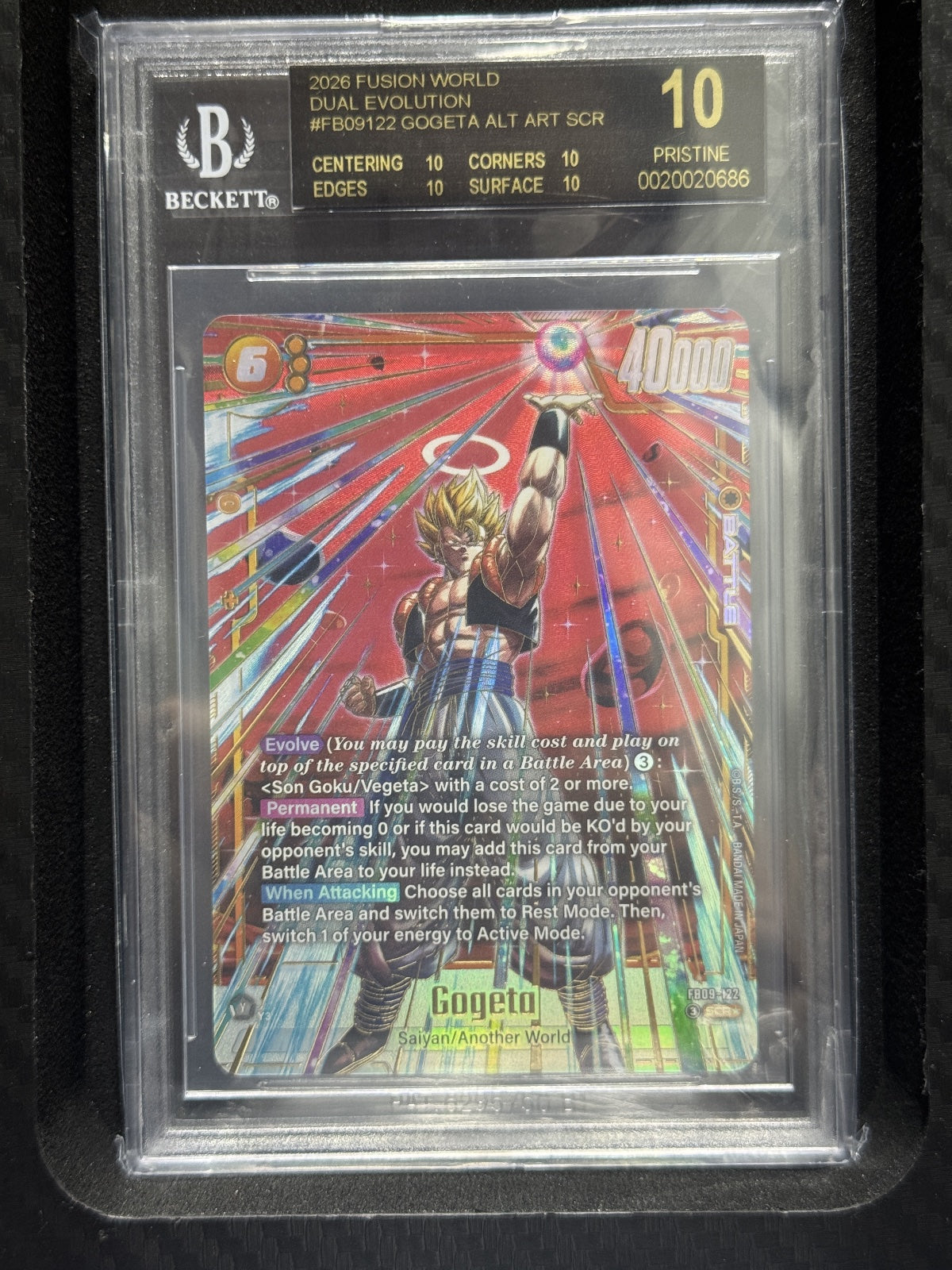 Gogeta (Alternate Art) FB09-122 (Dual Evolution) — BGS 10 (Black Label)