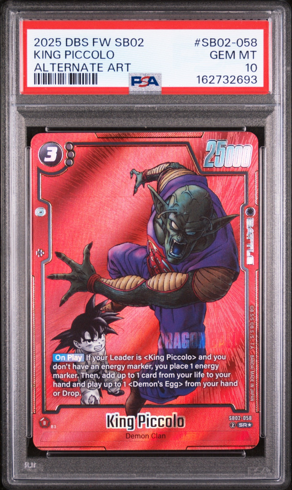 King Piccolo - SB02-058 (Alternate Art) (Manga Booster 02) — PSA 10