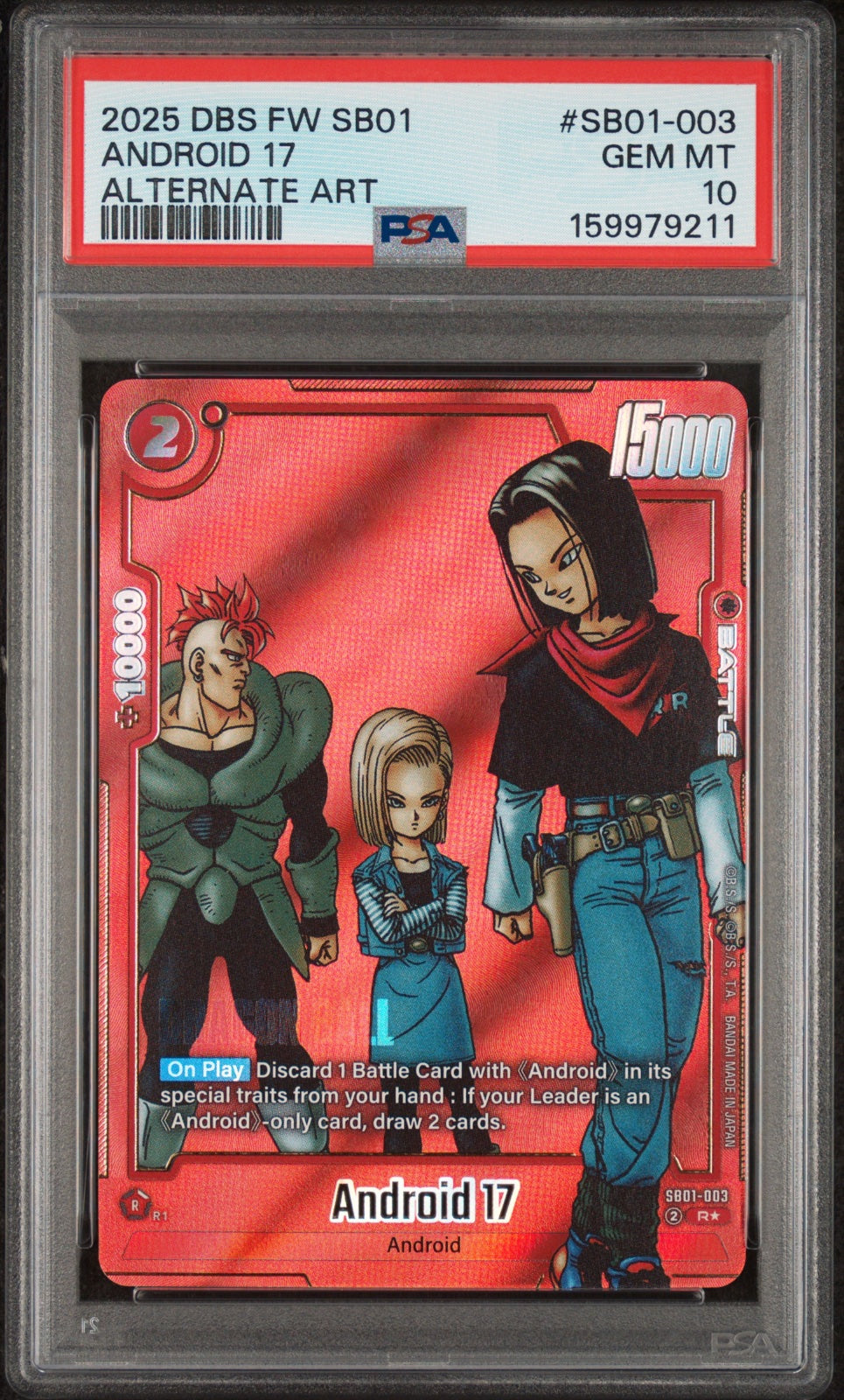 Android 17 - SB01-003 (Alternate Art) (Manga Booster 01) — PSA 10