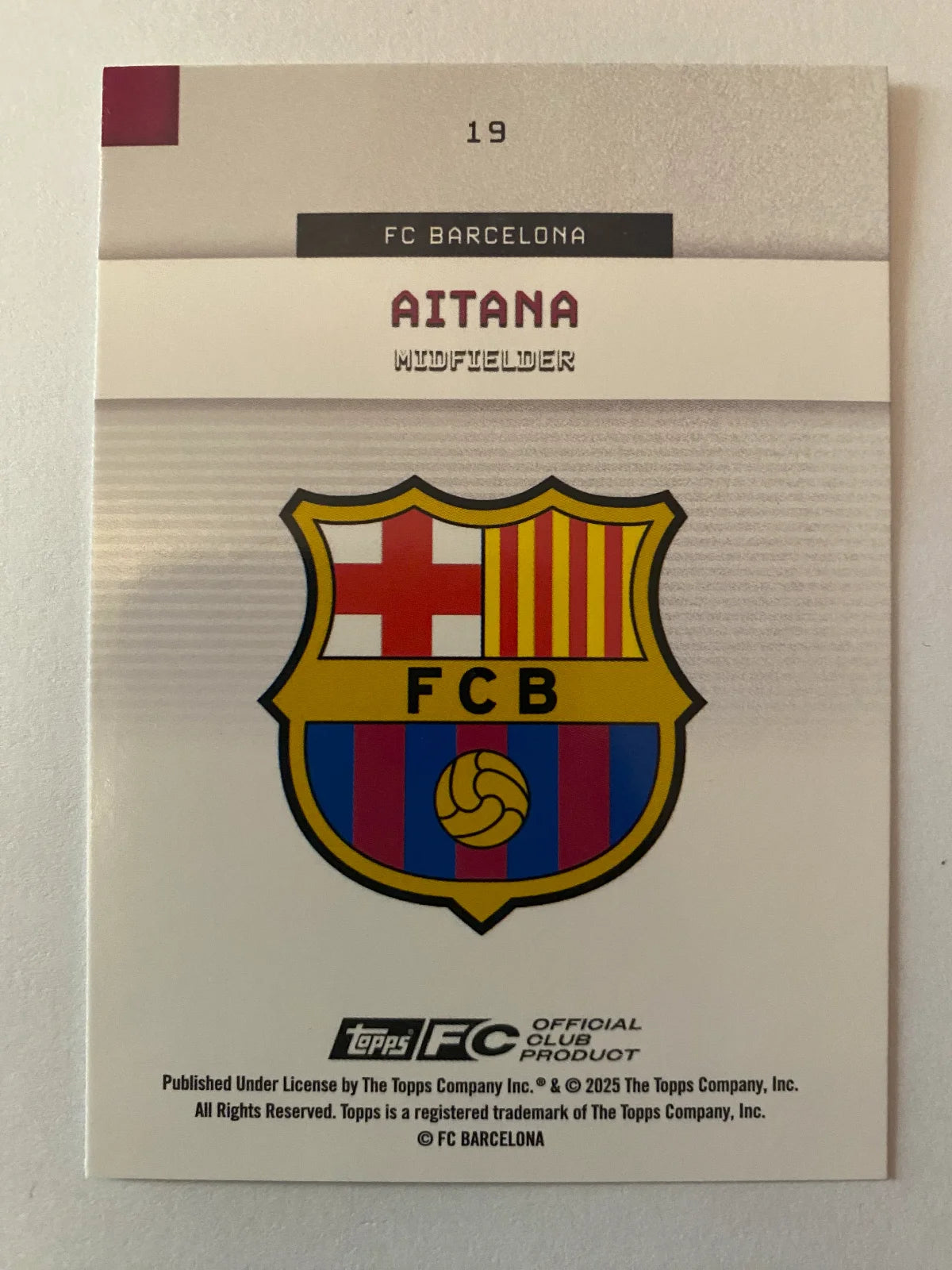 2025-26 Topps FC Barcelona Team Set - Aqua Rainbow Foil #19 Aitana Bonmatí SN199 (076/199)