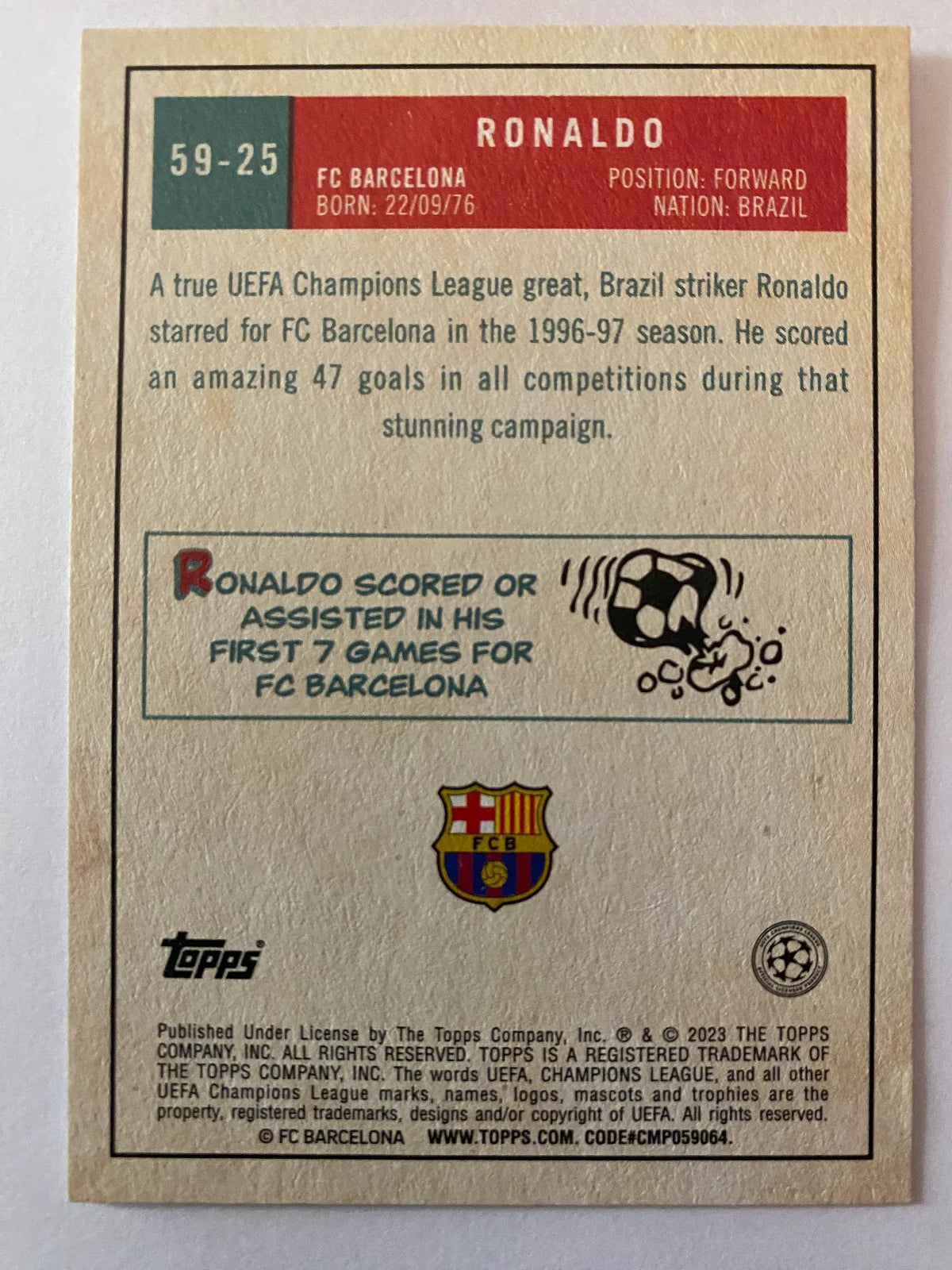 2022-23 Topps UEFA Club Competitions - 1959 Topps #59-25 Ronaldo